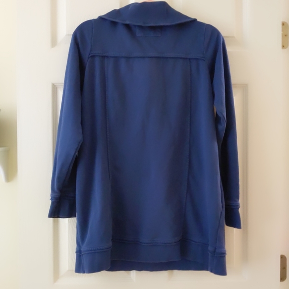 Soft Surroundings blue button cowl tunic sweatshirt size S - Picture 2 of 7